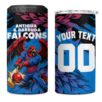 Personalized Antigua And Barbuda Cricket 4 in 1 Can Cooler Tumbler Falcons Mascot Sport Style