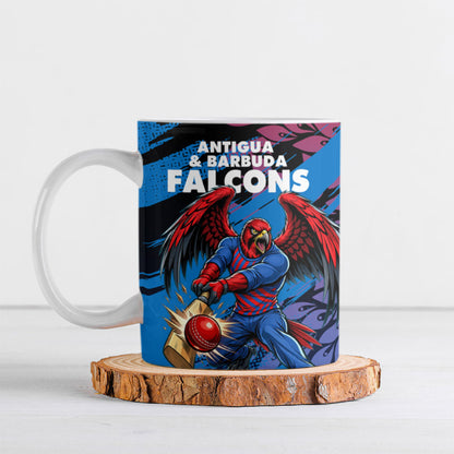 Personalized Antigua And Barbuda Cricket Ceramic Mug Falcons Mascot Sport Style