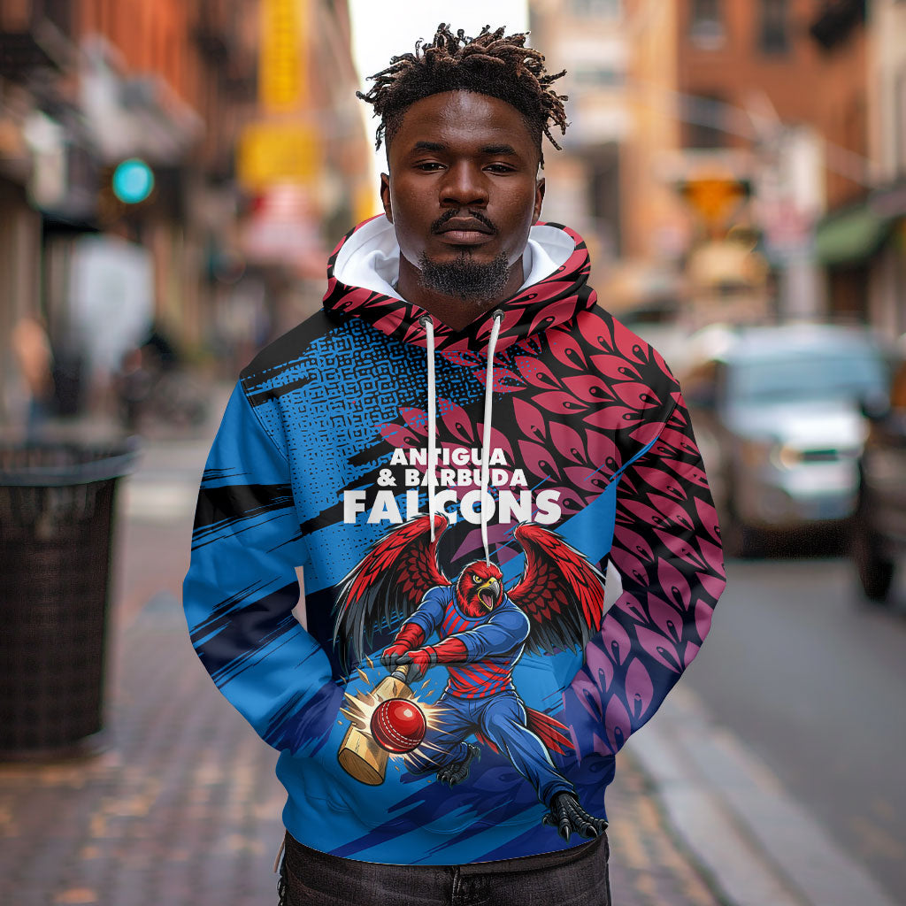 Personalized Antigua And Barbuda Cricket Hoodie Falcons Mascot Sport Style