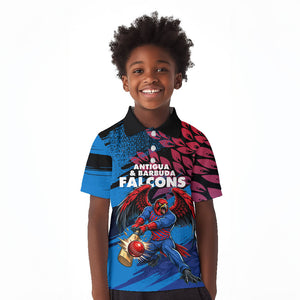 Personalized Antigua And Barbuda Cricket Kid Polo Shirt Falcons Mascot Sport Style