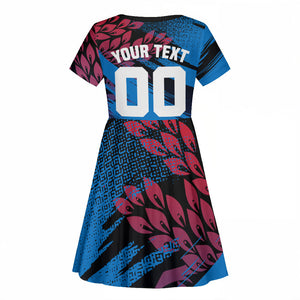 Personalized Antigua And Barbuda Cricket Kid Short Sleeve Dress Falcons Mascot Sport Style