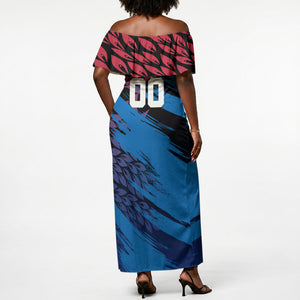Personalized Antigua And Barbuda Cricket Off Shoulder Maxi Dress Falcons Mascot Sport Style
