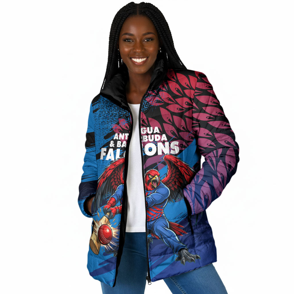 Personalized Antigua And Barbuda Cricket Padded Jacket Falcons Mascot Sport Style