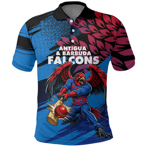 Personalized Antigua And Barbuda Cricket Polo Shirt Falcons Mascot Sport Style