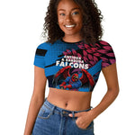 Personalized Antigua And Barbuda Cricket Raglan Cropped T shirt Falcons Mascot Sport Style