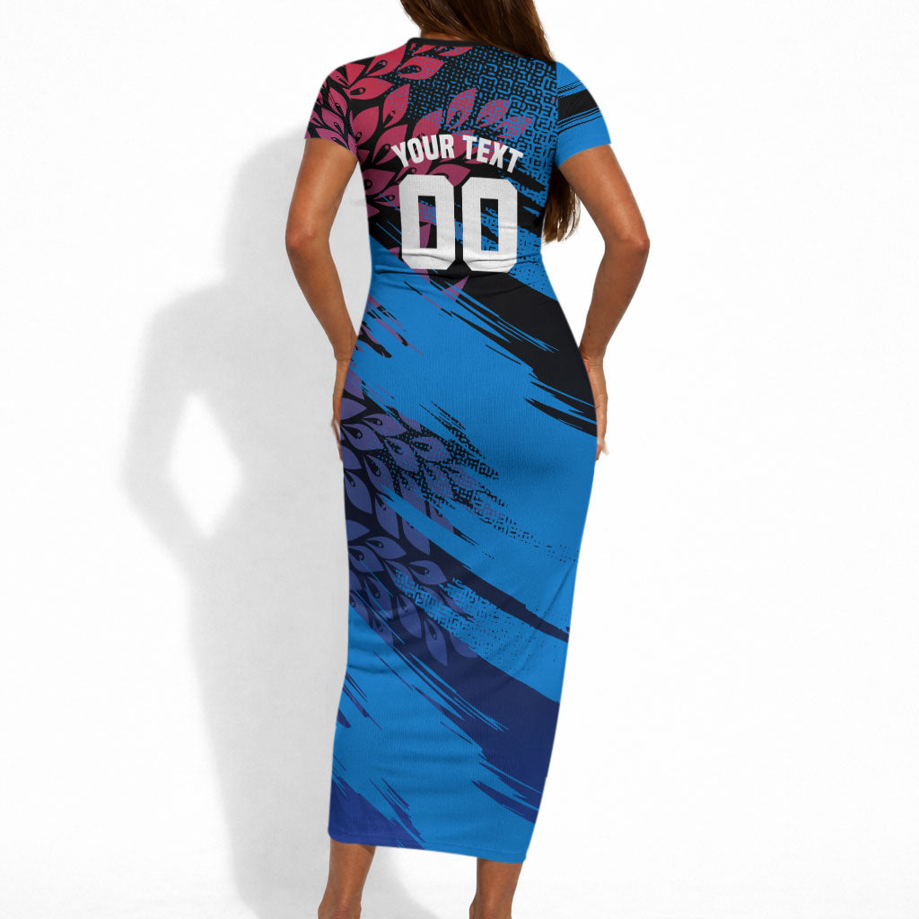 Personalized Antigua And Barbuda Cricket Short Sleeve Bodycon Dress Falcons Mascot Sport Style