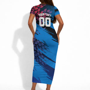 Personalized Antigua And Barbuda Cricket Short Sleeve Bodycon Dress Falcons Mascot Sport Style