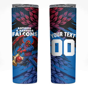 Personalized Antigua And Barbuda Cricket Skinny Tumbler Falcons Mascot Sport Style