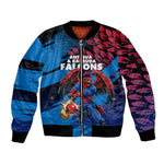 Personalized Antigua And Barbuda Cricket Sleeve Zip Bomber Jacket Falcons Mascot Sport Style