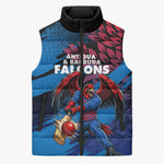 Personalized Antigua And Barbuda Cricket Sleeveless Puffer Jacket Falcons Mascot Sport Style