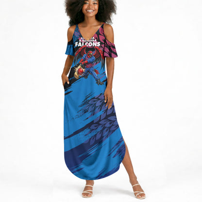 Personalized Antigua And Barbuda Cricket Summer Maxi Dress Falcons Mascot Sport Style