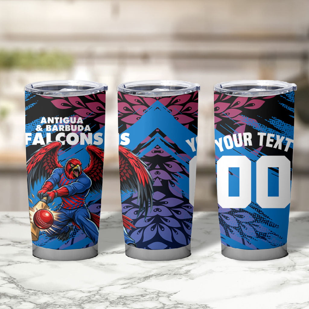 Personalized Antigua And Barbuda Cricket Tumbler Cup Falcons Mascot Sport Style