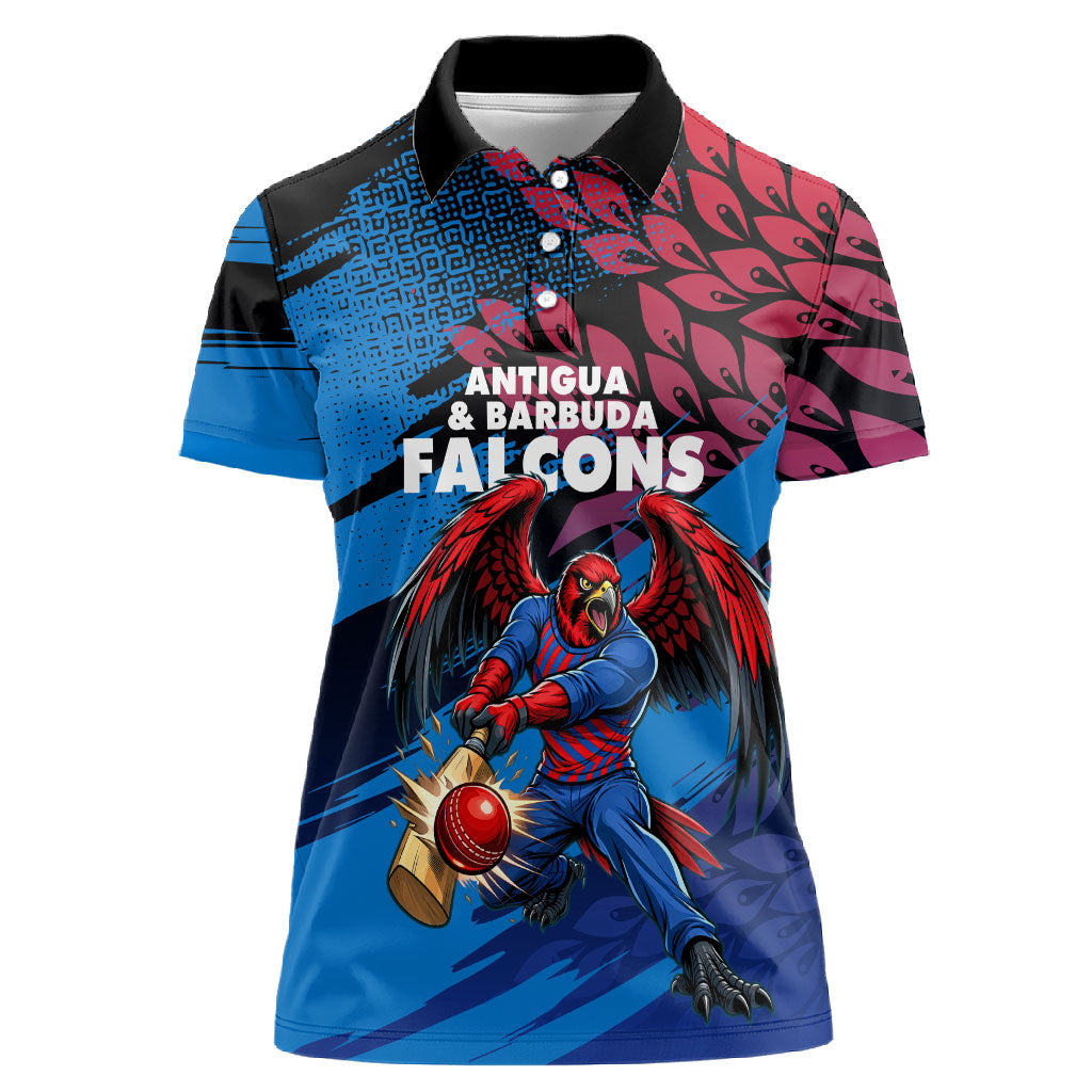 Personalized Antigua And Barbuda Cricket Women Polo Shirt Falcons Mascot Sport Style