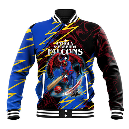 Personalized Antigua And Barbuda Cricket Baseball Jacket Falcons Caribbean Lightning Abstract Graphic