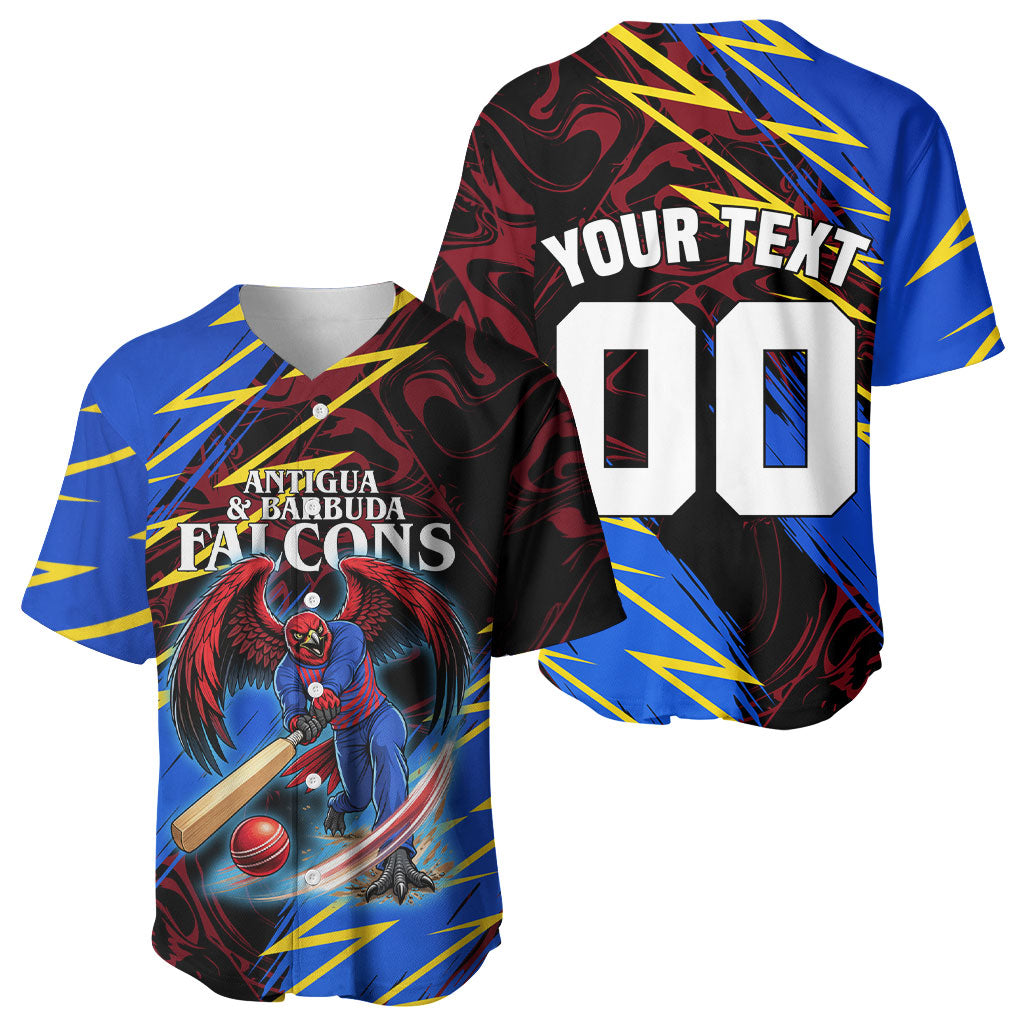 Personalized Antigua And Barbuda Cricket Baseball Jersey Falcons Caribbean Lightning Abstract Graphic