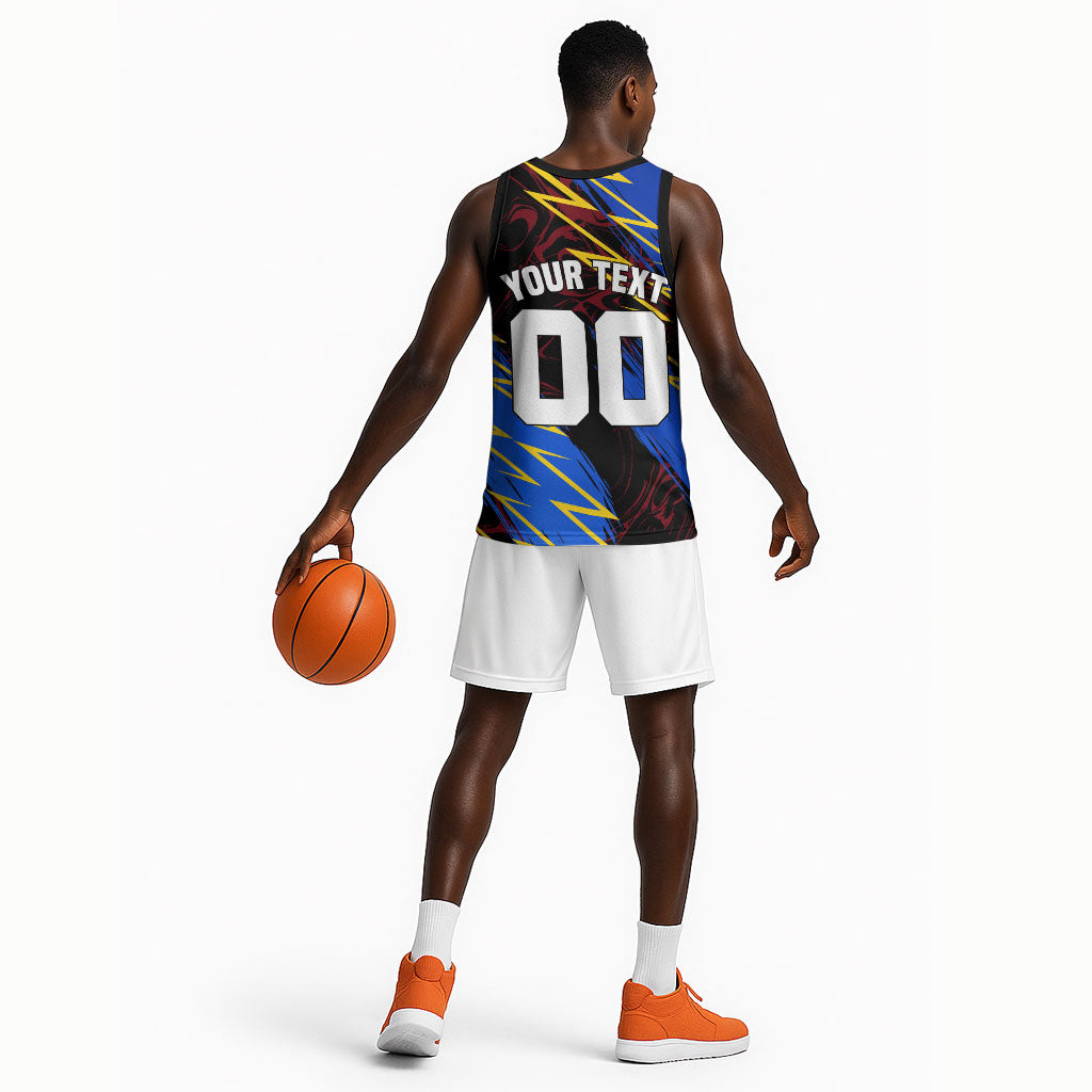 Personalized Antigua And Barbuda Cricket Basketball Jersey Falcons Caribbean Lightning Abstract Graphic