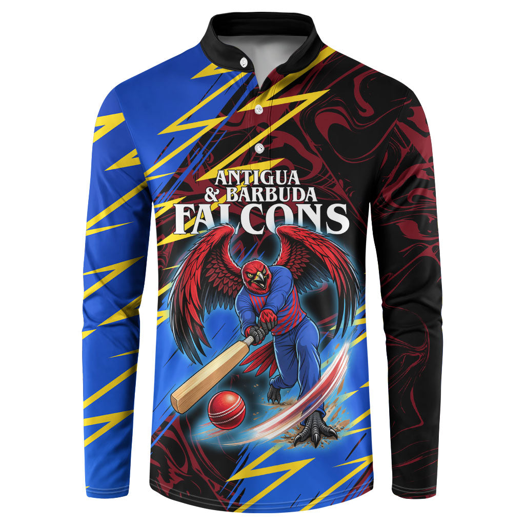 Personalized Antigua And Barbuda Cricket Button Sweatshirt Falcons Caribbean Lightning Abstract Graphic