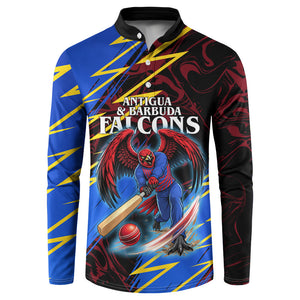 Personalized Antigua And Barbuda Cricket Button Sweatshirt Falcons Caribbean Lightning Abstract Graphic