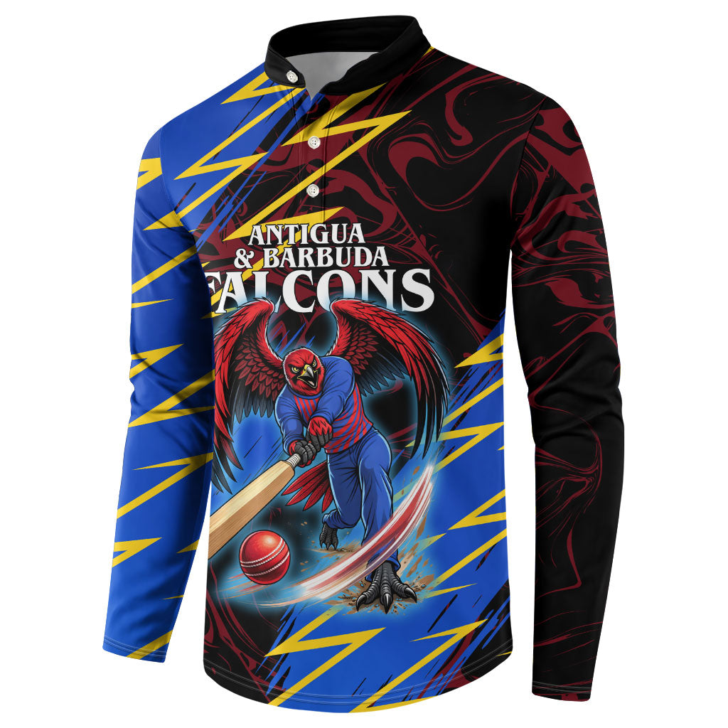 Personalized Antigua And Barbuda Cricket Button Sweatshirt Falcons Caribbean Lightning Abstract Graphic