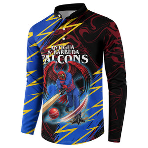 Personalized Antigua And Barbuda Cricket Button Sweatshirt Falcons Caribbean Lightning Abstract Graphic