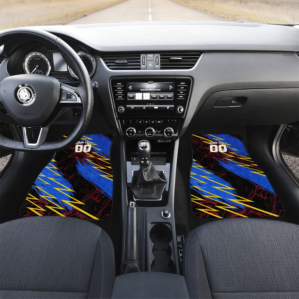Personalized Antigua And Barbuda Cricket Car Mats Falcons Caribbean Lightning Abstract Graphic