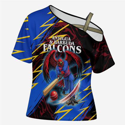 Personalized Antigua And Barbuda Cricket Cross Shoulder Shirt Falcons Caribbean Lightning Abstract Graphic
