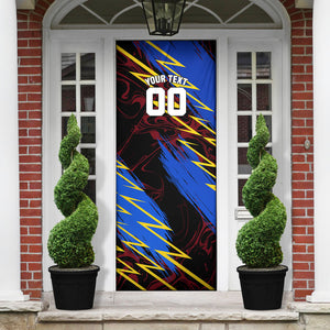 Personalized Antigua And Barbuda Cricket Door Cover Falcons Caribbean Lightning Abstract Graphic