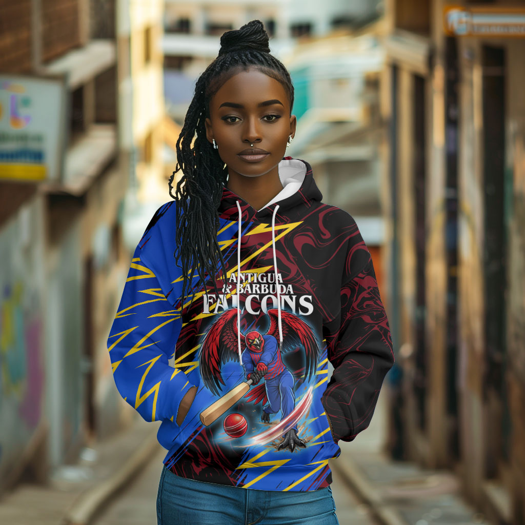 Personalized Antigua And Barbuda Cricket Hoodie Falcons Caribbean Lightning Abstract Graphic