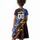 Personalized Antigua And Barbuda Cricket Kid Short Sleeve Dress Falcons Caribbean Lightning Abstract Graphic