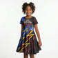 Personalized Antigua And Barbuda Cricket Kid Short Sleeve Dress Falcons Caribbean Lightning Abstract Graphic
