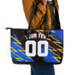 Personalized Antigua And Barbuda Cricket Leather Tote Bag Falcons Caribbean Lightning Abstract Graphic