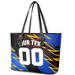 Personalized Antigua And Barbuda Cricket Leather Tote Bag Falcons Caribbean Lightning Abstract Graphic