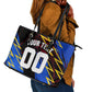 Personalized Antigua And Barbuda Cricket Leather Tote Bag Falcons Caribbean Lightning Abstract Graphic