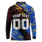 Personalized Antigua And Barbuda Cricket Long Sleeve Polo Shirt Falcons Caribbean Lightning Abstract Graphic