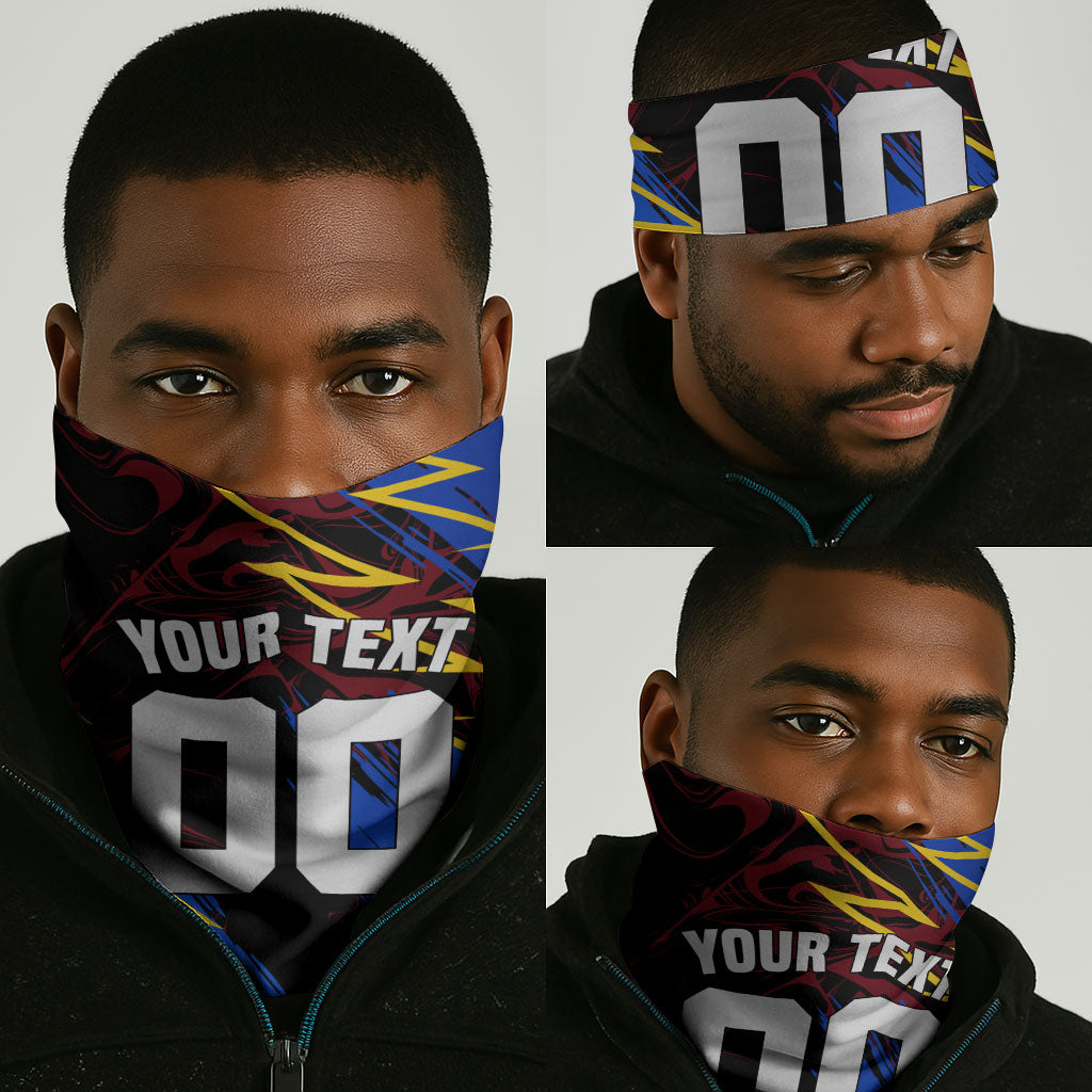 Personalized Antigua And Barbuda Cricket Neck Gaiter Falcons Caribbean Lightning Abstract Graphic