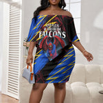 Personalized Antigua And Barbuda Cricket Off Shoulder Short Dress Falcons Caribbean Lightning Abstract Graphic
