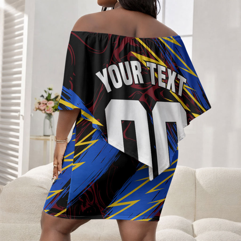 Personalized Antigua And Barbuda Cricket Off Shoulder Short Dress Falcons Caribbean Lightning Abstract Graphic