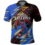 Personalized Antigua And Barbuda Cricket Polo Shirt Falcons Caribbean Lightning Abstract Graphic