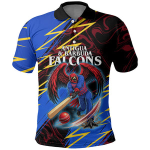 Personalized Antigua And Barbuda Cricket Polo Shirt Falcons Caribbean Lightning Abstract Graphic