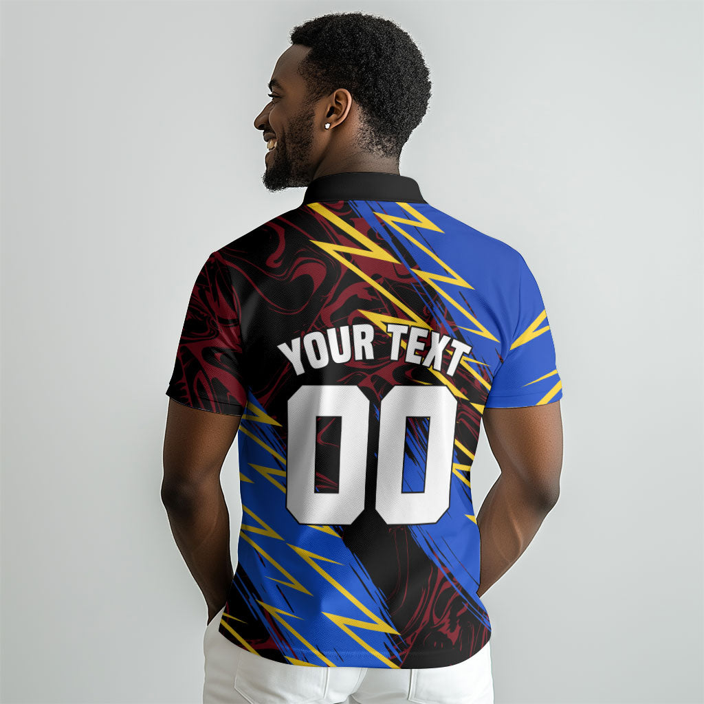 Personalized Antigua And Barbuda Cricket Polo Shirt Falcons Caribbean Lightning Abstract Graphic