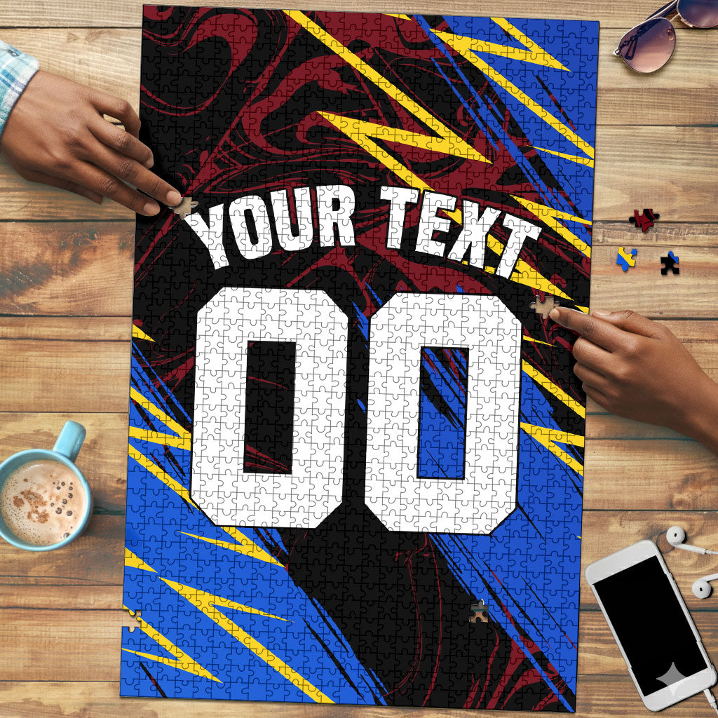 Personalized Antigua And Barbuda Cricket Puzzle Falcons Caribbean Lightning Abstract Graphic