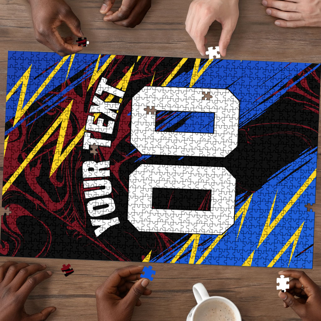 Personalized Antigua And Barbuda Cricket Puzzle Falcons Caribbean Lightning Abstract Graphic
