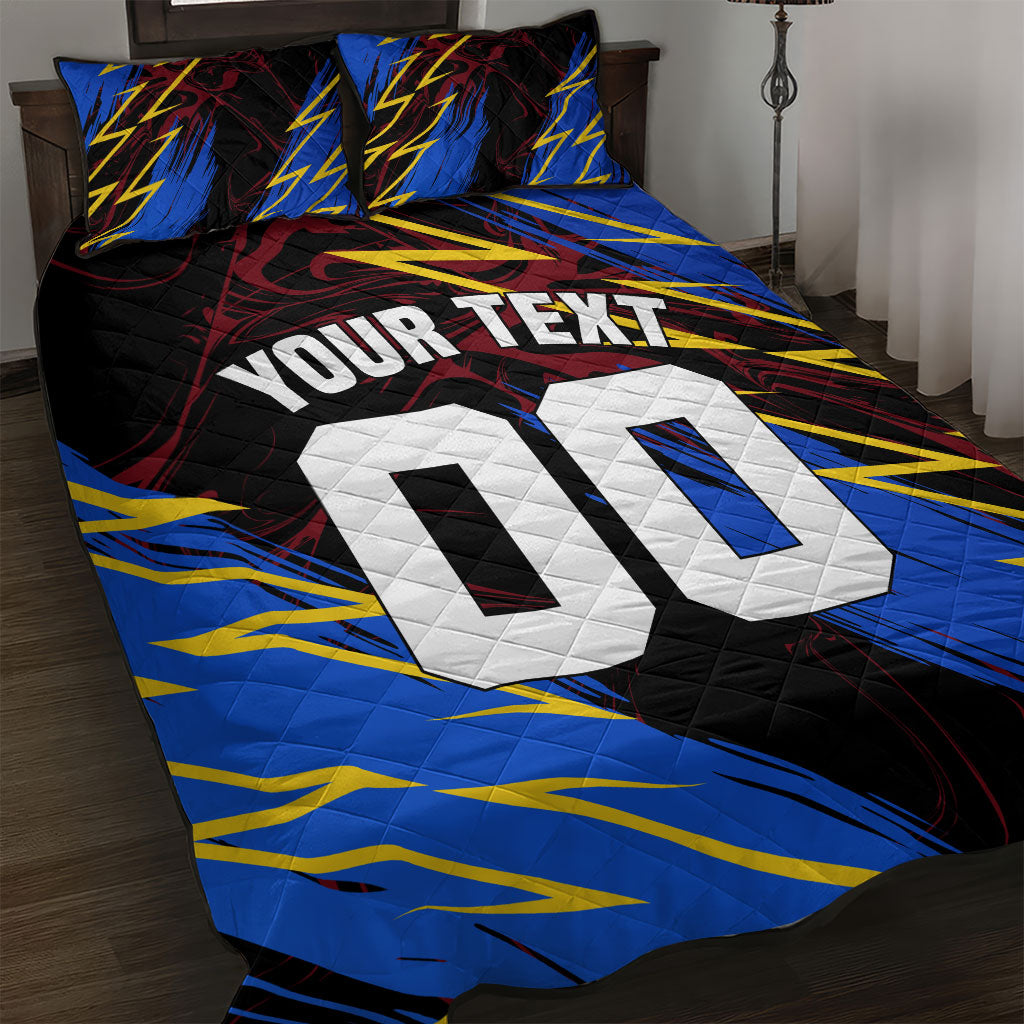 Personalized Antigua And Barbuda Cricket Quilt Bed Set Falcons Caribbean Lightning Abstract Graphic