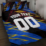 Personalized Antigua And Barbuda Cricket Quilt Bed Set Falcons Caribbean Lightning Abstract Graphic