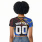 Personalized Antigua And Barbuda Cricket Raglan Cropped T shirt Falcons Caribbean Lightning Abstract Graphic