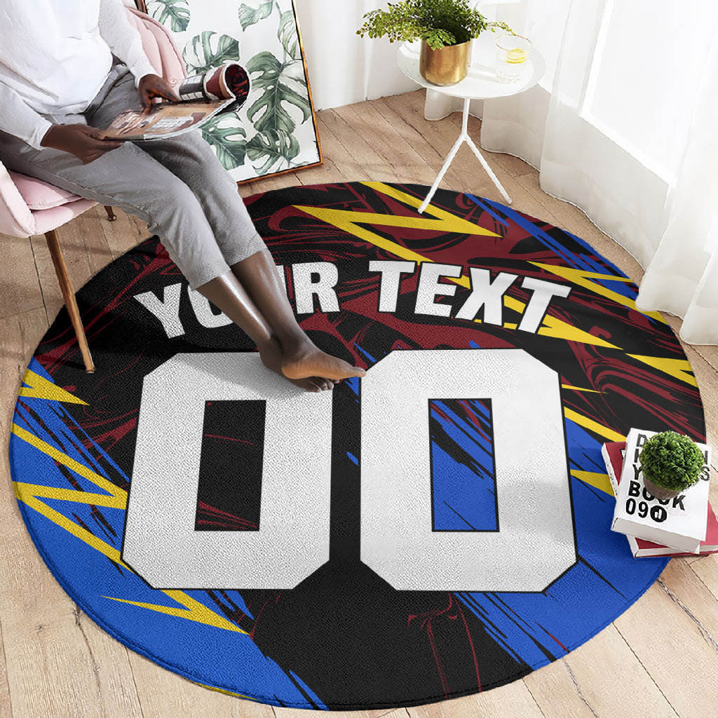 Personalized Antigua And Barbuda Cricket Round Carpet Falcons Caribbean Lightning Abstract Graphic