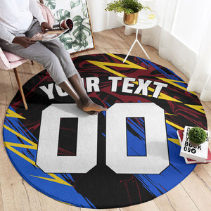 Personalized Antigua And Barbuda Cricket Round Carpet Falcons Caribbean Lightning Abstract Graphic