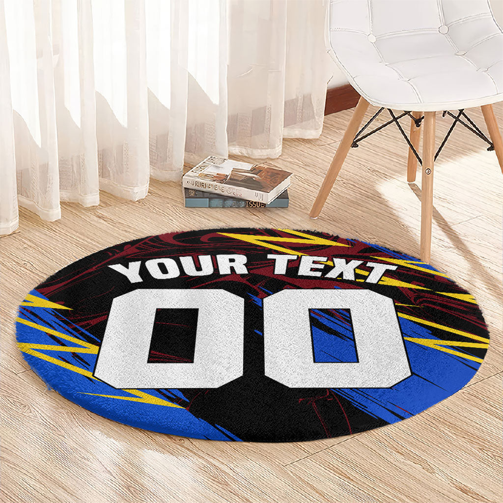 Personalized Antigua And Barbuda Cricket Round Carpet Falcons Caribbean Lightning Abstract Graphic