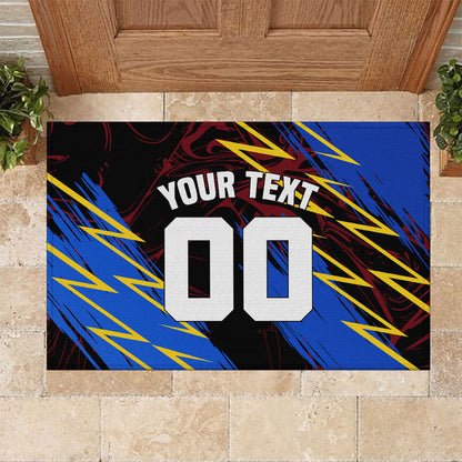 Personalized Antigua And Barbuda Cricket Rubber Doormat Falcons Caribbean Lightning Abstract Graphic