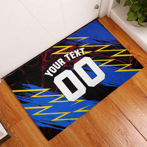 Personalized Antigua And Barbuda Cricket Rubber Doormat Falcons Caribbean Lightning Abstract Graphic
